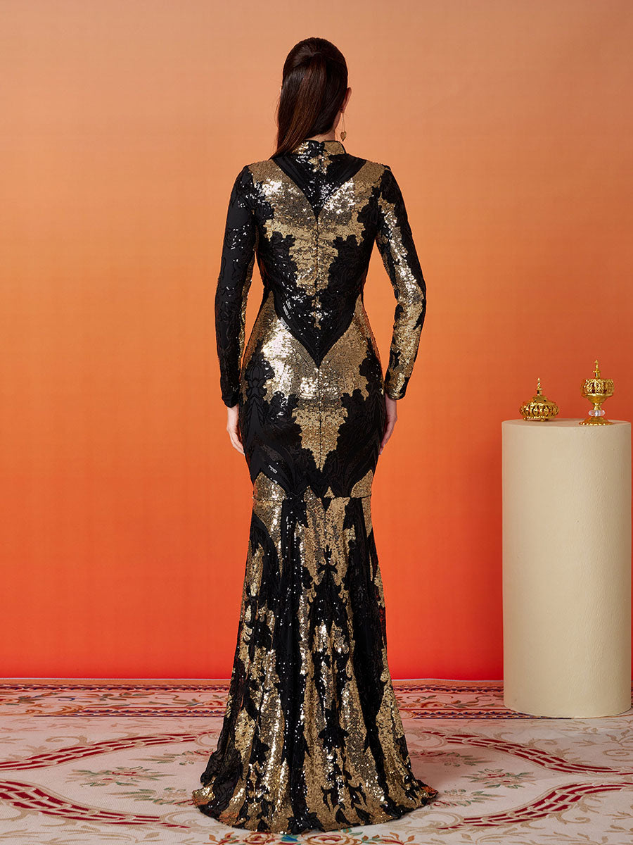Stand Collar Sequin Prom Dress Flowering Girl