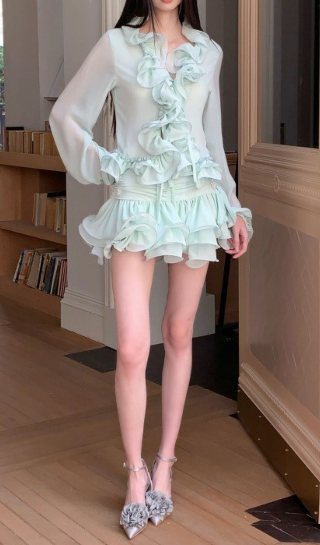 Fayola Green Ruffle Two-Piece Set Flowering Girl