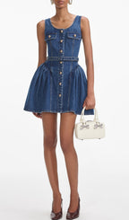 Flared Denim Mini Dress Flowering Girl