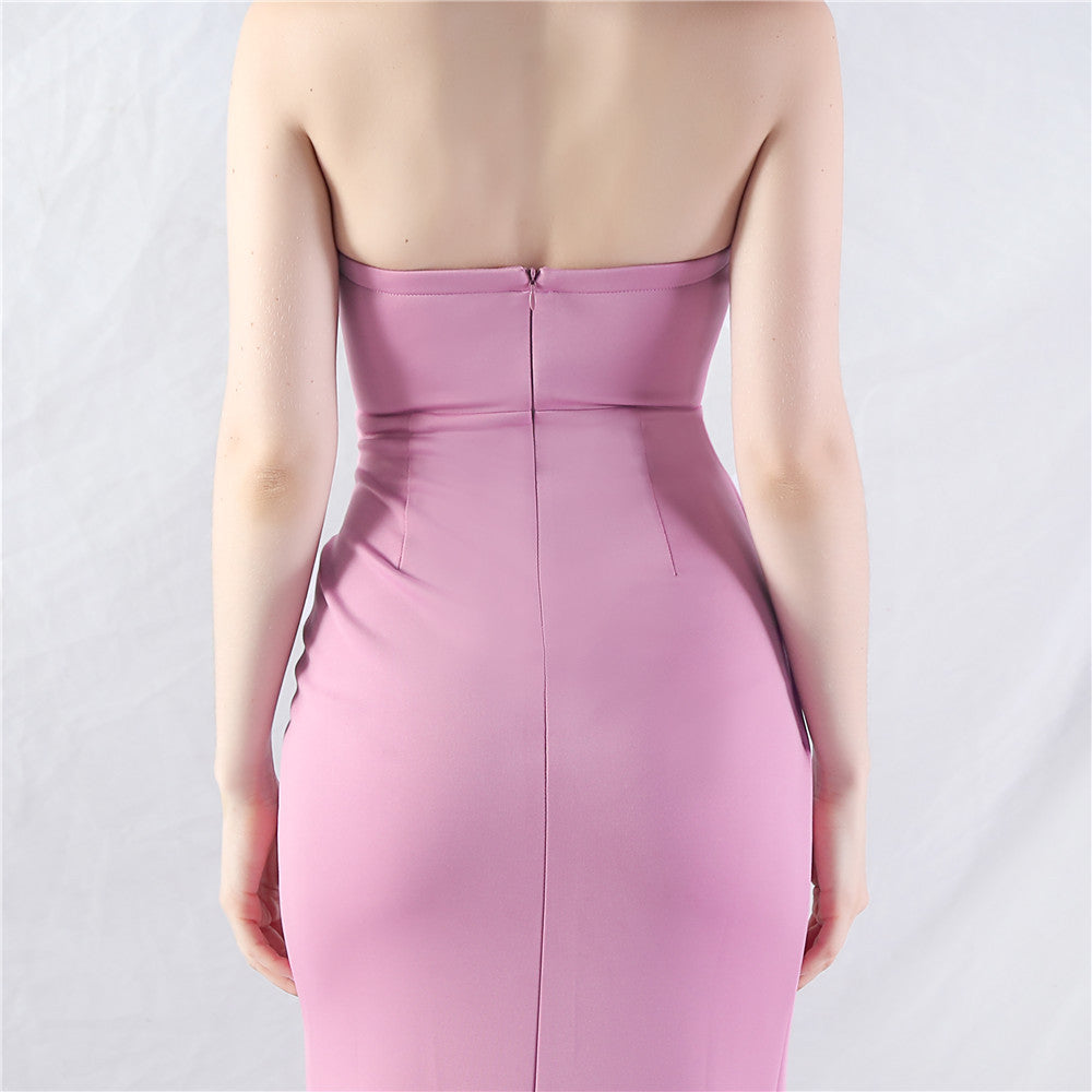 Chizue Purple Strapless Corset Split Maxi Dress Flowering Girl