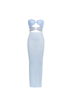 Sequin Cutout Midi Dress In Blue Flowering Girl