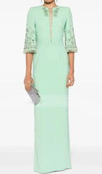 Glaucia Mint Embellished Maxi Dress Flowering Girl