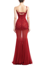 Jamie 3D Floral Halter-Neck Fishbone Mesh Hollow Maxi Dress Flowering Girl