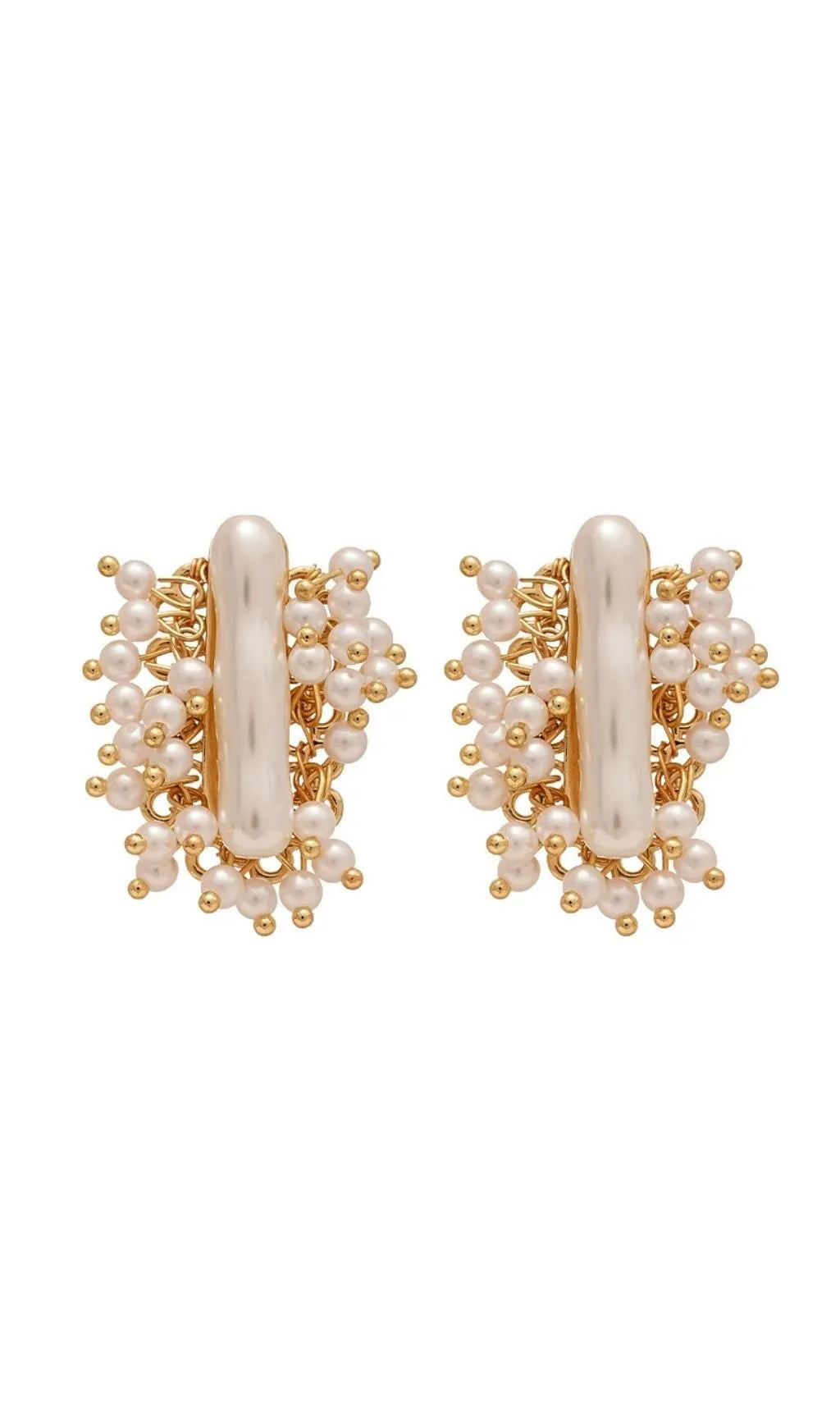 Imitation Pearl Cluster Earrings Flowering Girl