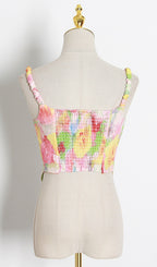 Deborah Printed Corset Mesh Top Flowering Girl