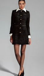 Audrey black sequin panelled tweed mini dress Flowering Girl