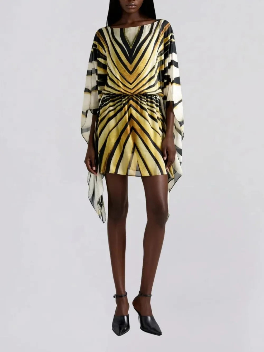Jaleno Bat Sleeve Stripe Mini Dress Flowering Girl