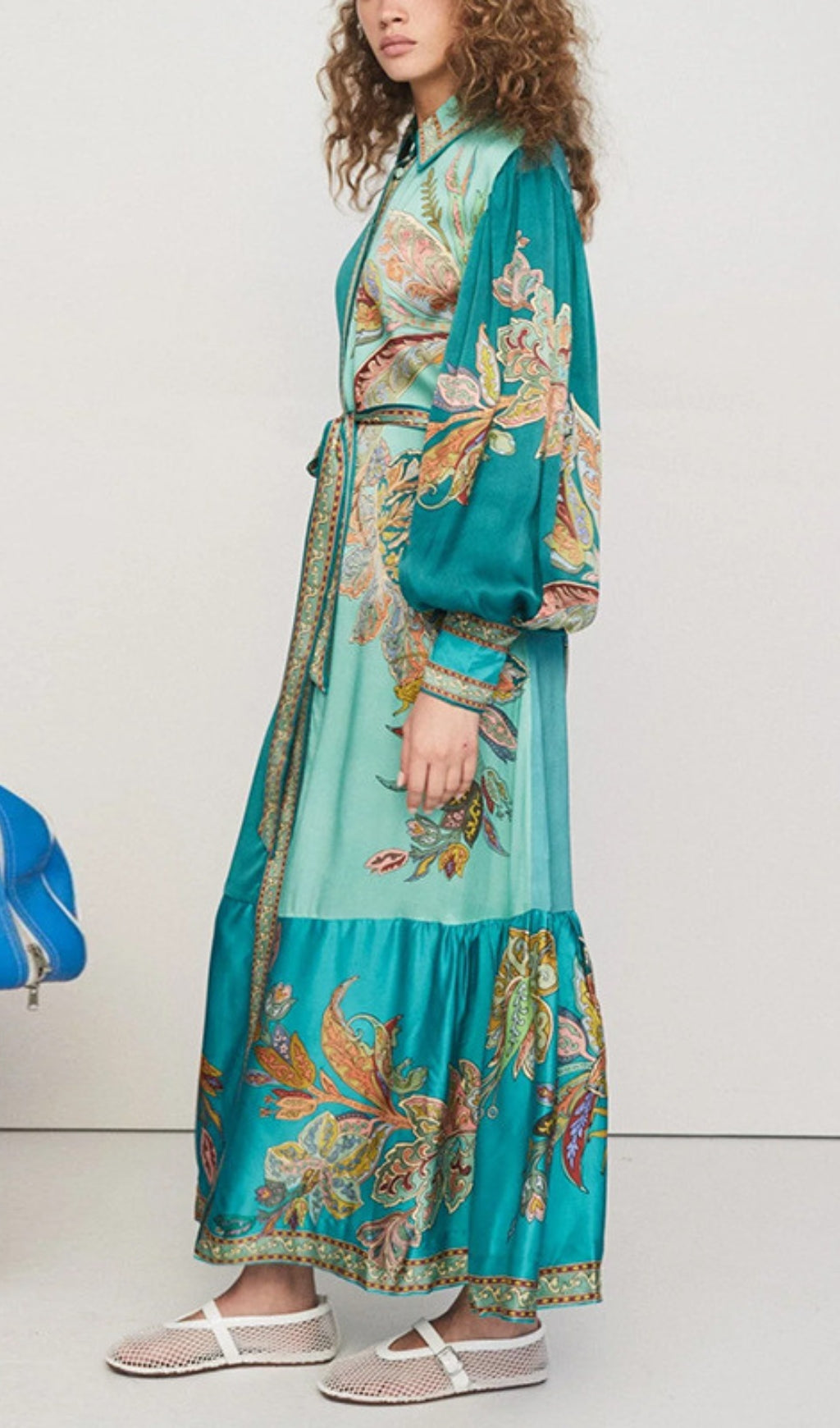 Canyon Flower Printed Long Sleeve Maxi Dress Flowering Girl