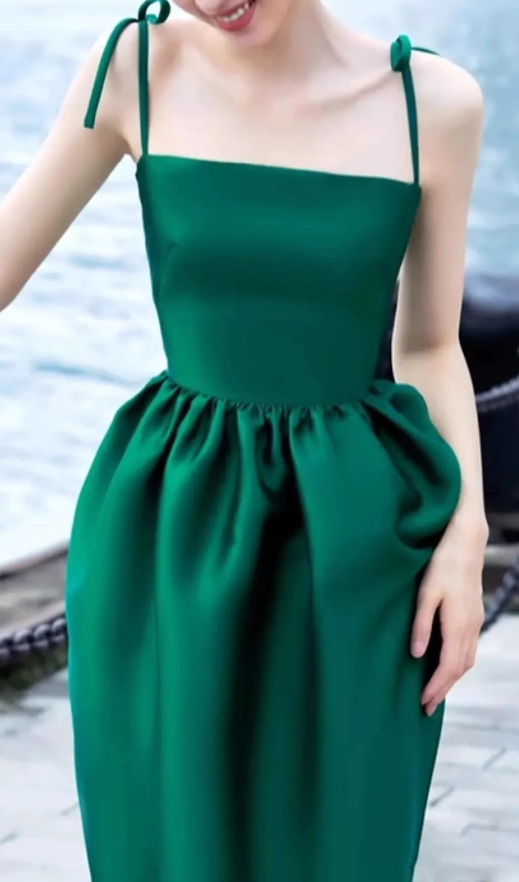 Dotty Green Midi Dress Flowering Girl