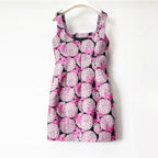 Square Neck Floral Butterfly Print Sleeveless Mini Dress Flowering Girl