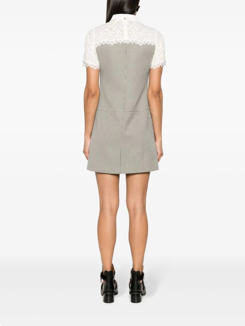 MIXED MEDIA LACE HOUNDSTOOTH DRESS Flowering Girl