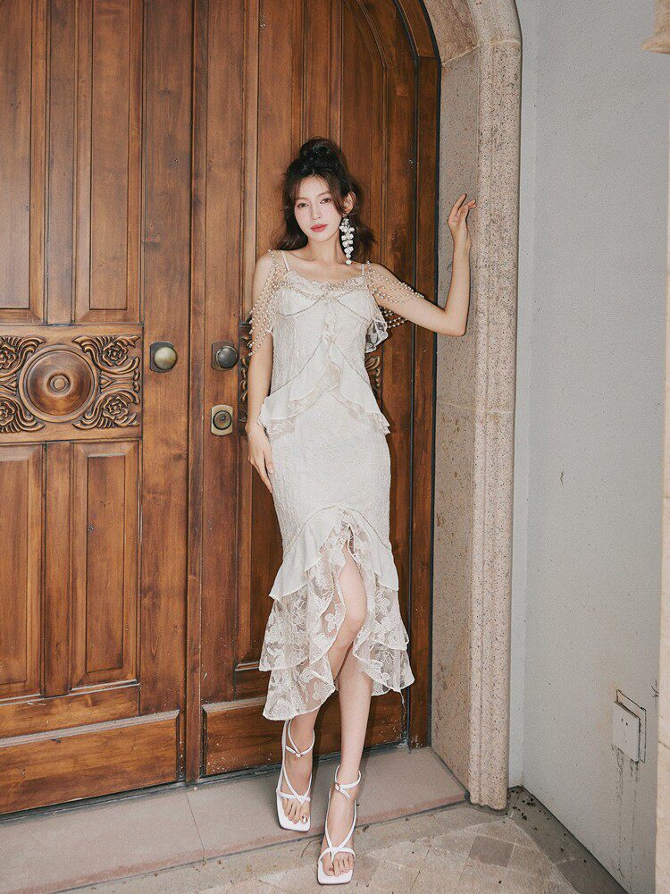 Frederica Lace-Trimmed Ruffled Slip Dress Flowering Girl