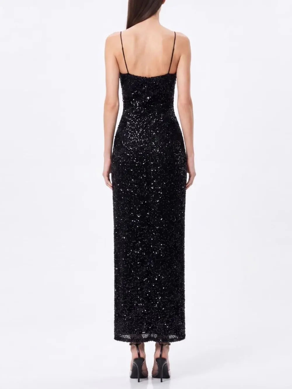 Kirell Spaghetti Sequin Maxi Dress Flowering Girl