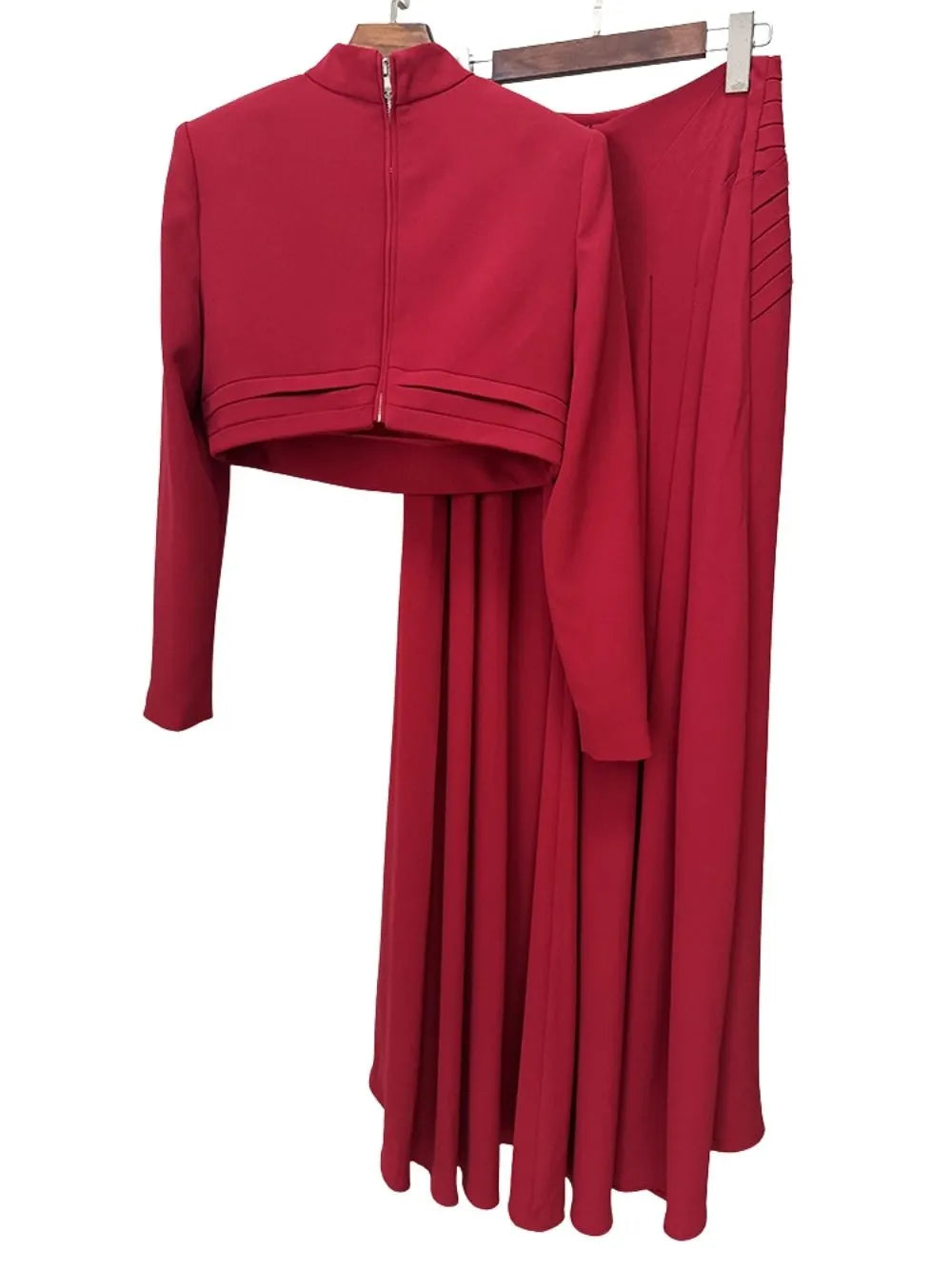 Malaysia Red Pleated Two-Piece Set Flowering Girl