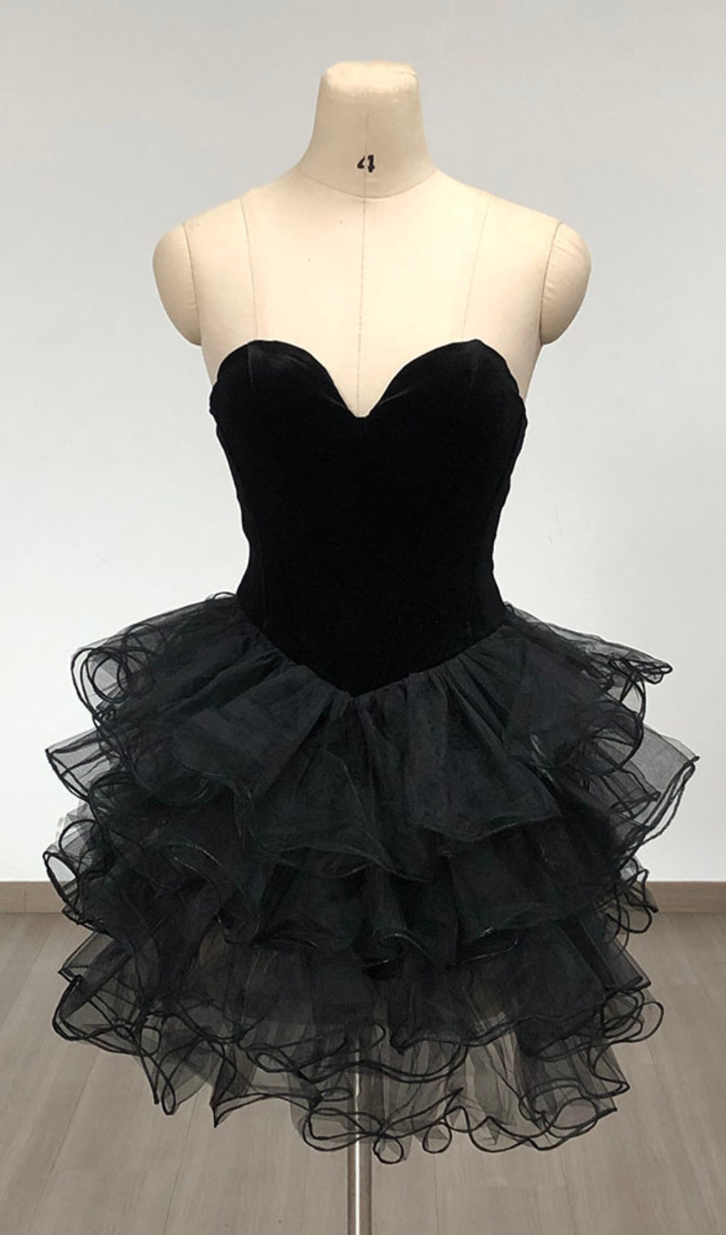 Charmian Black Velvet Mesh Mini Dress Flowering Girl