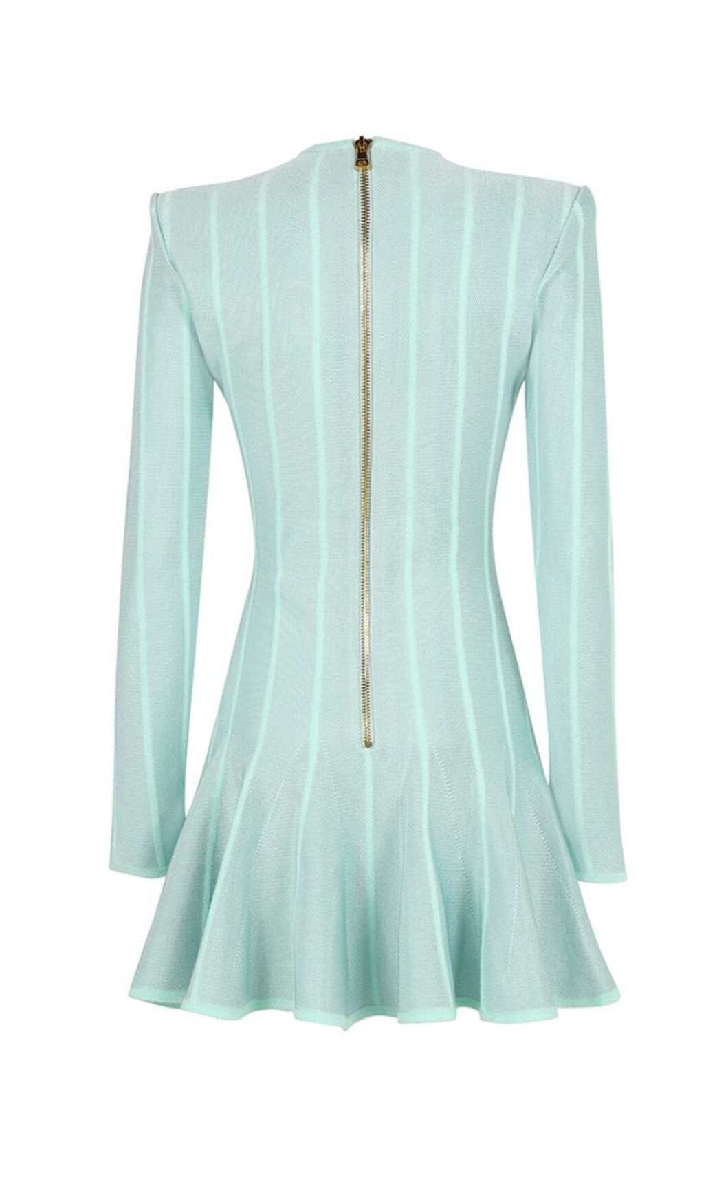 Button-Embellished Mesh Mini Dress In Mint Flowering Girl