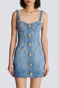 Ogana Gold Buttoned Denim Mini Dress Flowering Girl