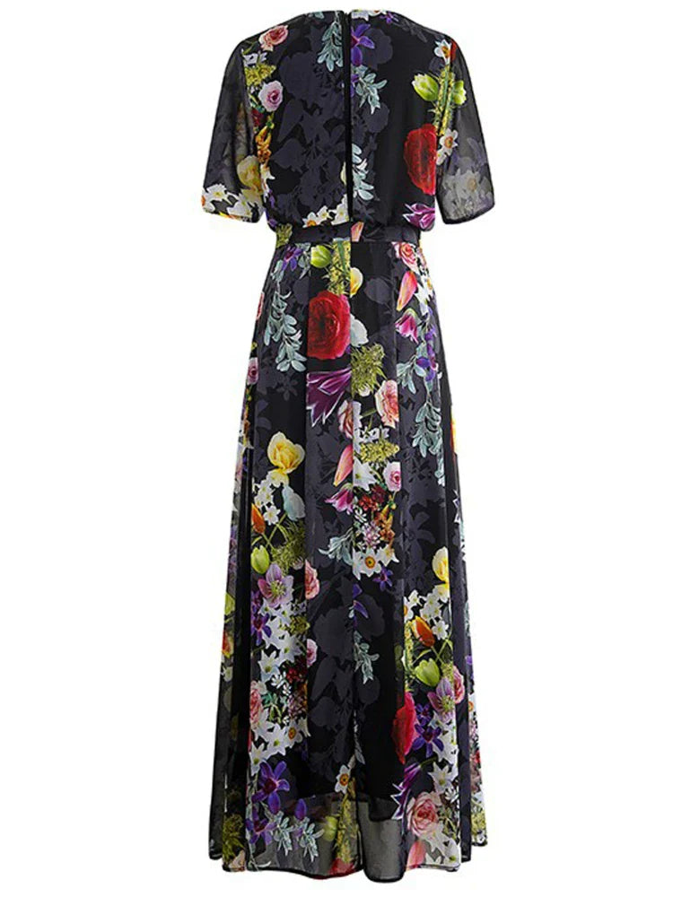 Floral Short Sleeve Maxi Dress Flowering Girl