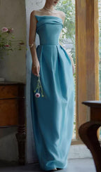 Bode Blue Strapless Bud Maxi Dress Flowering Girl
