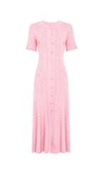 Kilenya Light Pink Knit Short Sleeve Midi Dress Flowering Girl