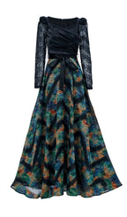 Ffan Green Ruched Long Sleeve Maxi Dress Flowering Girl