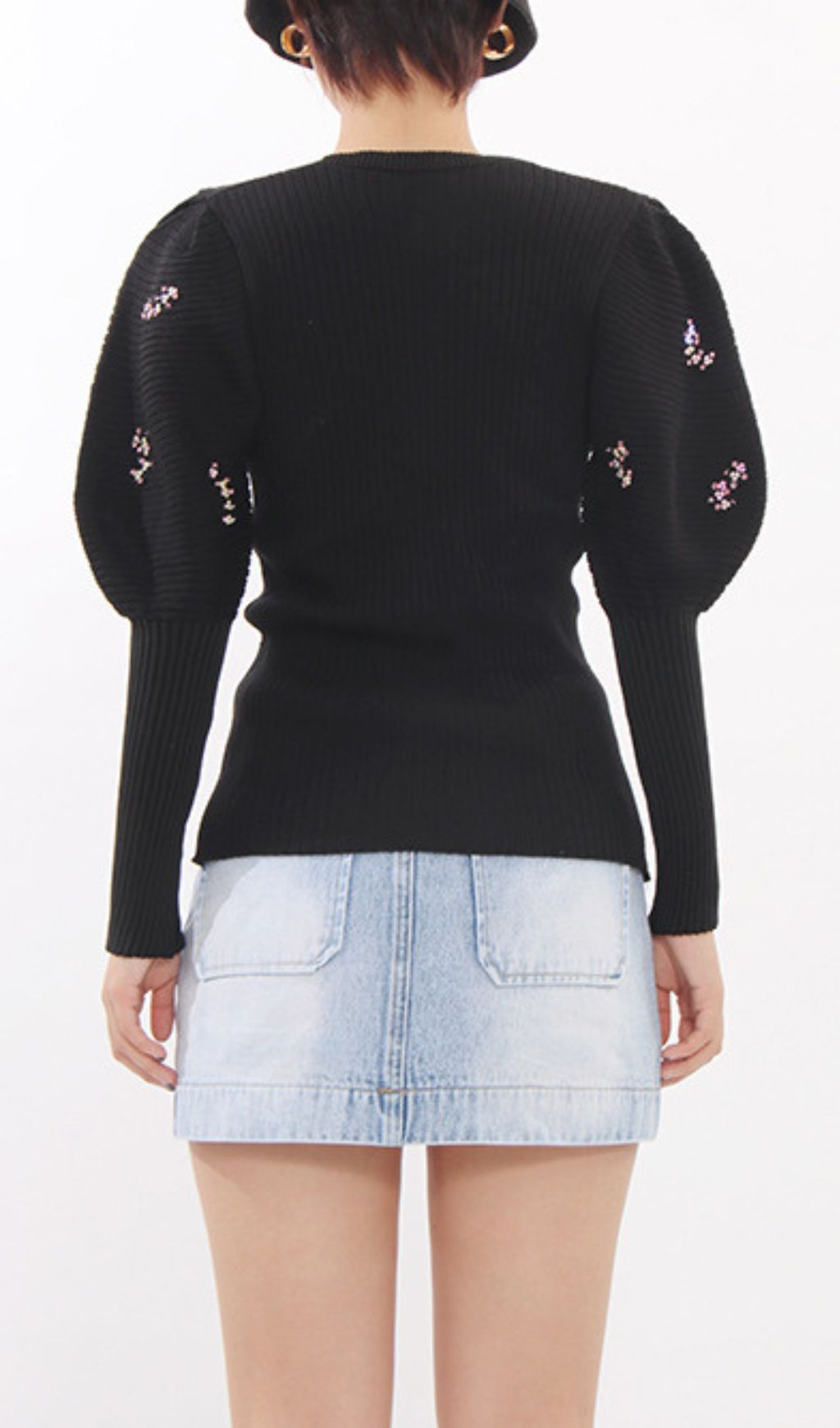 Ichiko Black Embellished Sweater Flowering Girl