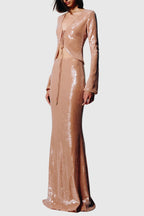 Aubelin Sequin Two Piece Set - Nude Flowering Girl