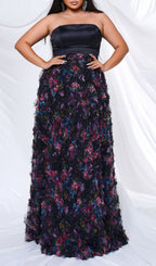 Belinay Black Strapless Plus Size Maxi Dress Flowering Girl