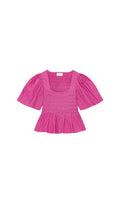 PINK SHIRRED PEPLUM BLOUSE Flowering Girl