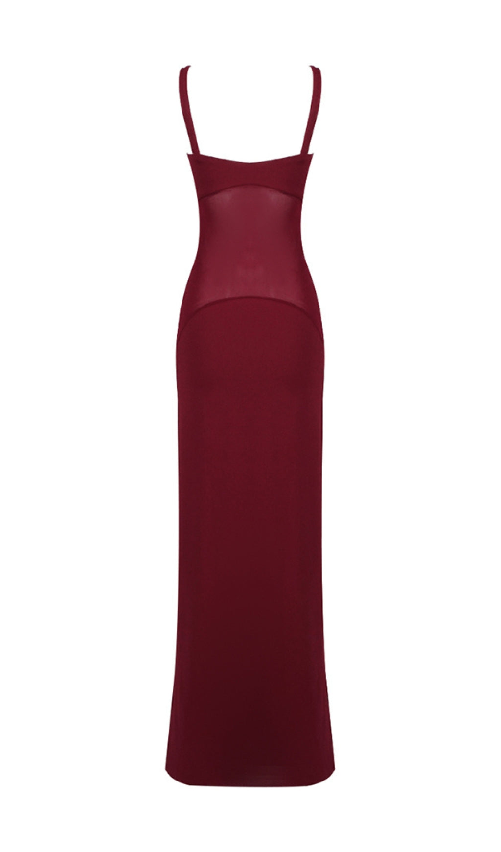 Mesh Insert Maxi Dress Burgundy Flowering Girl