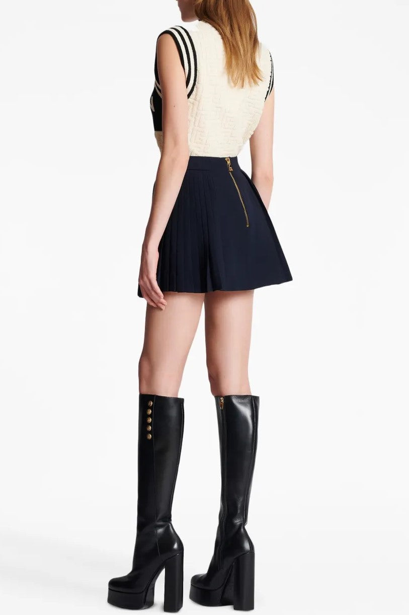 Megumi Gold Button Pleated Mini Skirt Flowering Girl