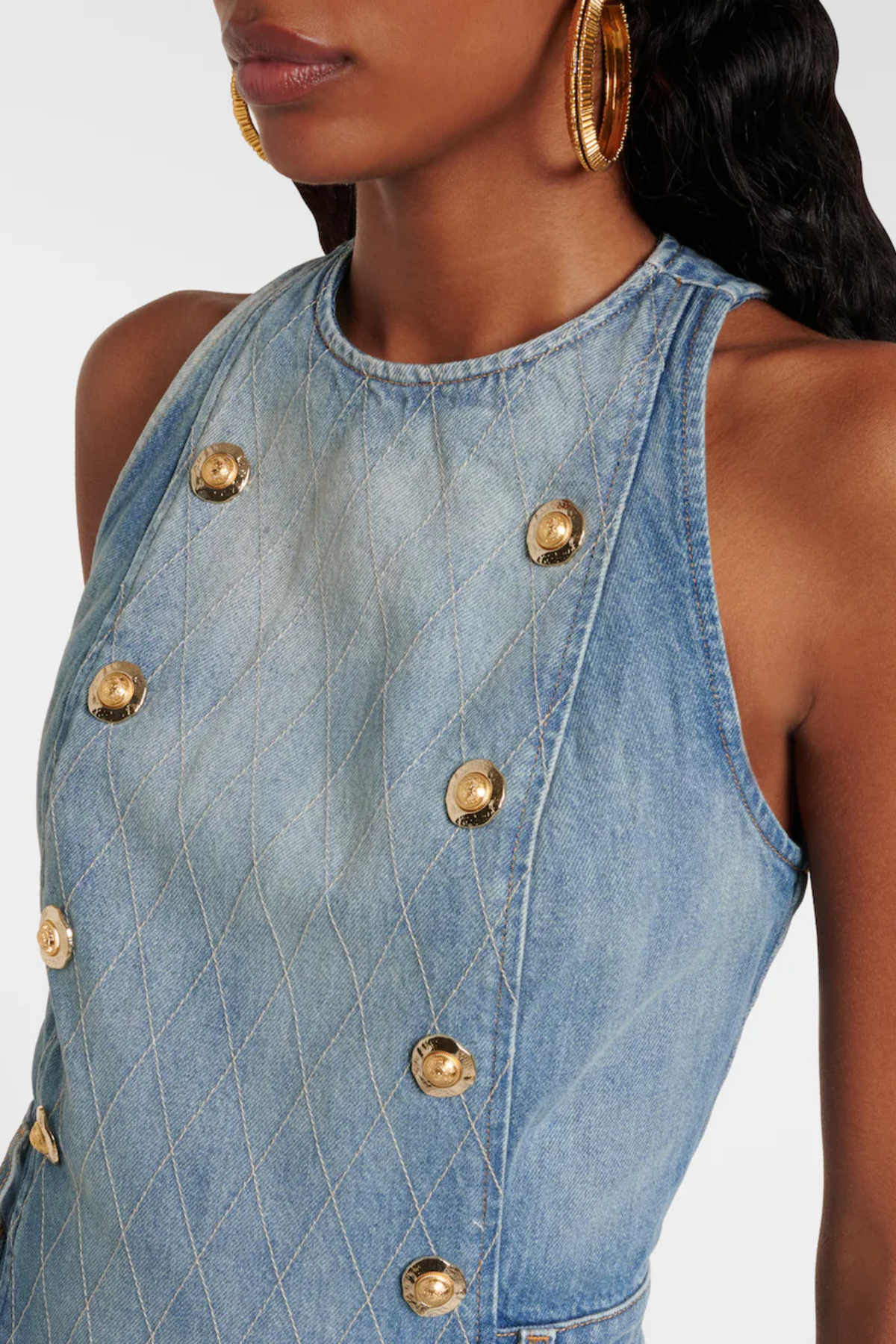 Penaza Denim Sleeveless Flared Mini Dress Flowering Girl