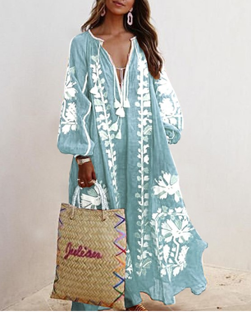 Oversize Boho Printed Maxi Dress Flowering Girl