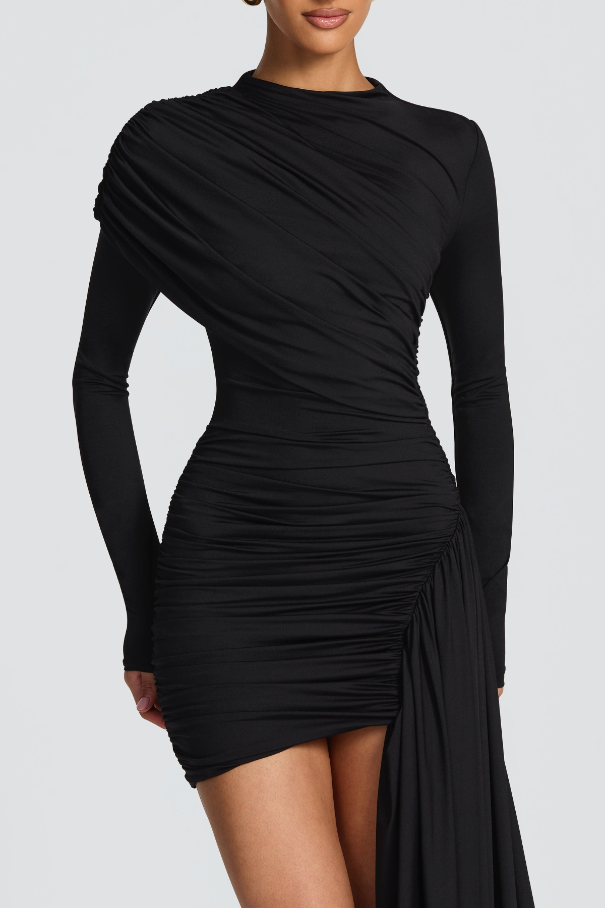 Yetera Draped Mini Dress - Black Flowering Girl
