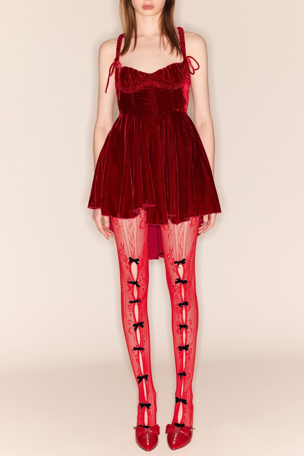 Yara Bowknot Fishnet Stockings - Red Flowering Girl