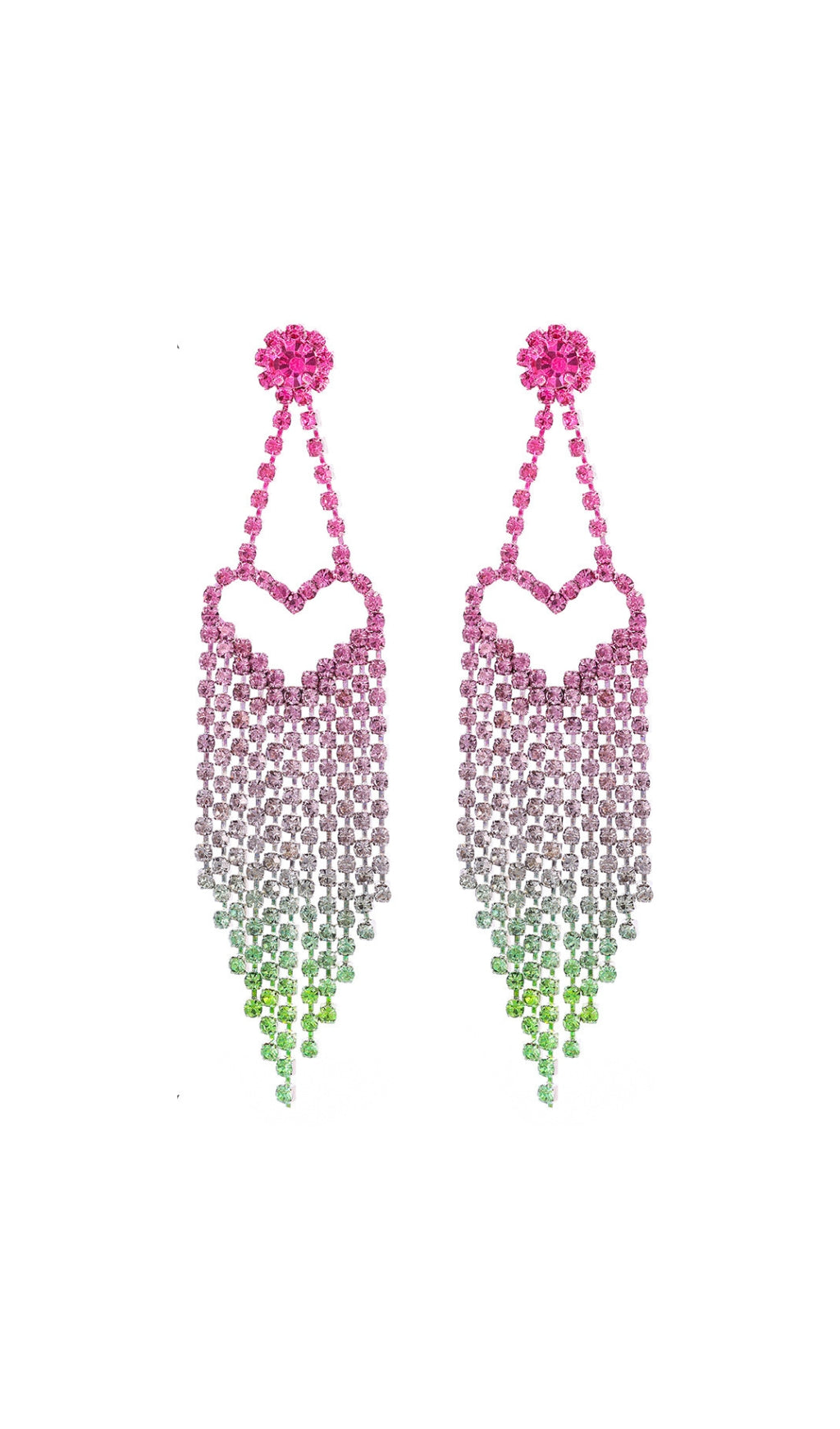 Demetra Rhinestone Heart Tassel Earrings Flowering Girl