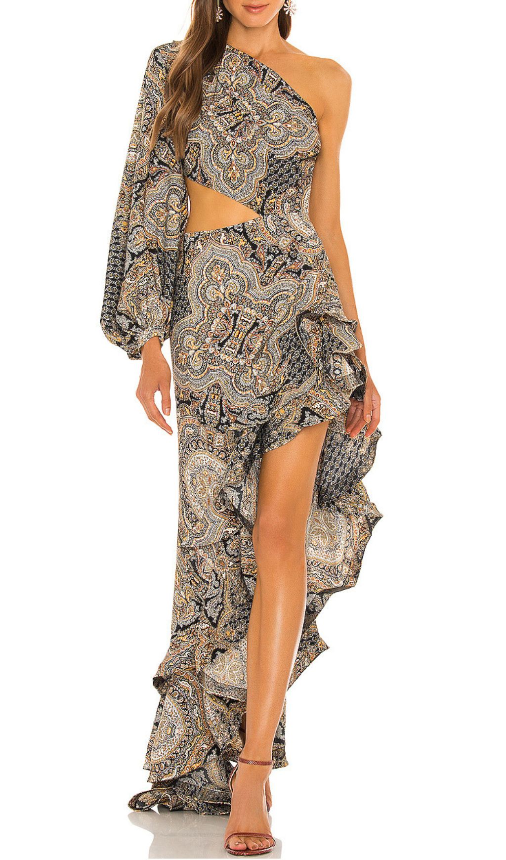 Javen Printed One-Shoulder Maxi Dress Flowering Girl