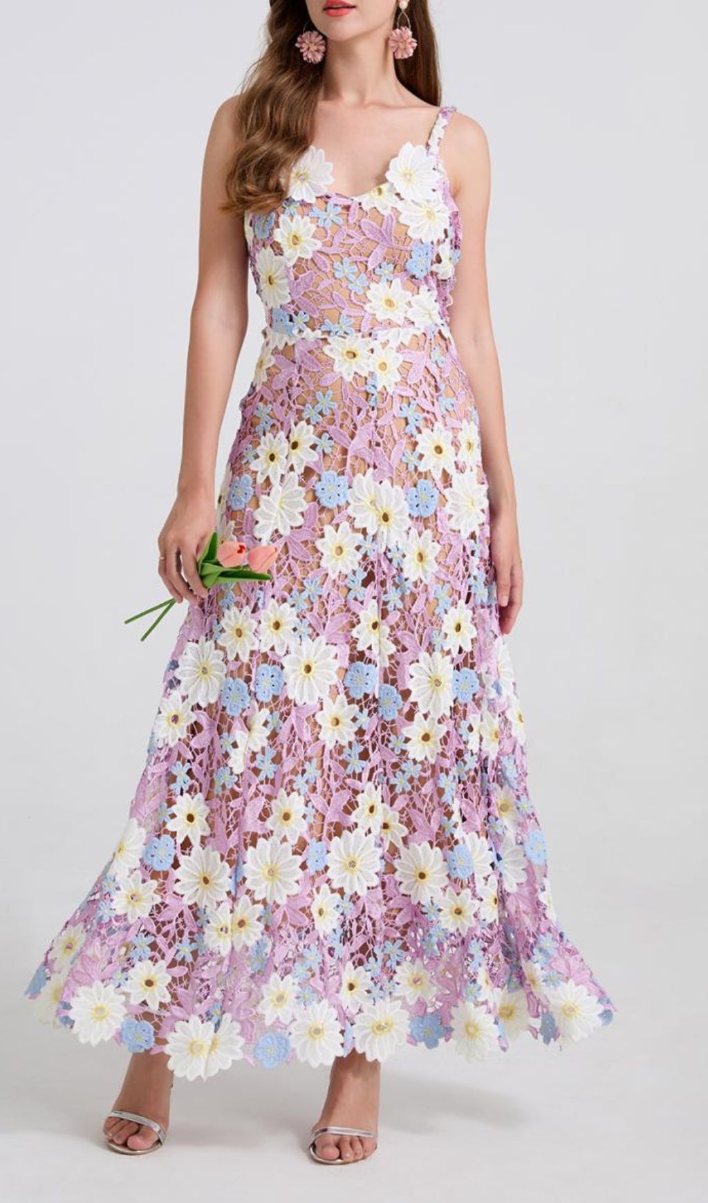 Diablo Purple Strappy Flower Maxi Dress Flowering Girl
