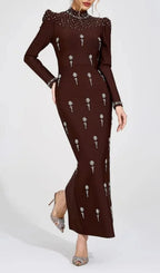 Tammy Brown Rhinestone Embellished Bandage Maxi Dress Flowering Girl