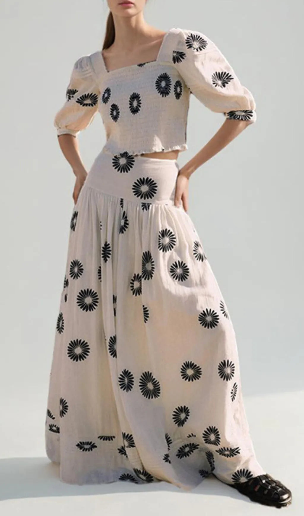 Blossom White Printed Maxi Skirt Set Flowering Girl