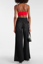 Maeia Rhinestone Cutout Jeans - Black Flowering Girl