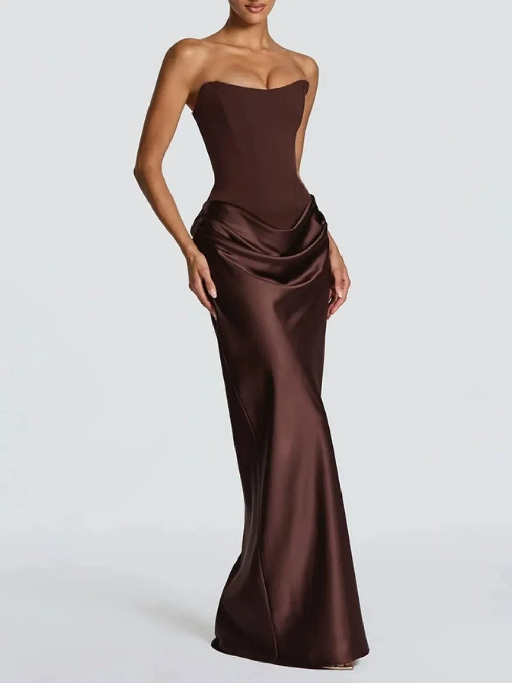 Malani Strapless Ruched Maxi Dress Flowering Girl