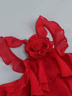 Eleri Red Flower Ruffle Maxi Dress Flowering Girl