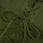 Halter Draped Corset Maxi Dress Green Flowering Girl