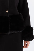 Maureen Faux Fur Co-Ord With Jacket And Skirt - Black Flowering Girl