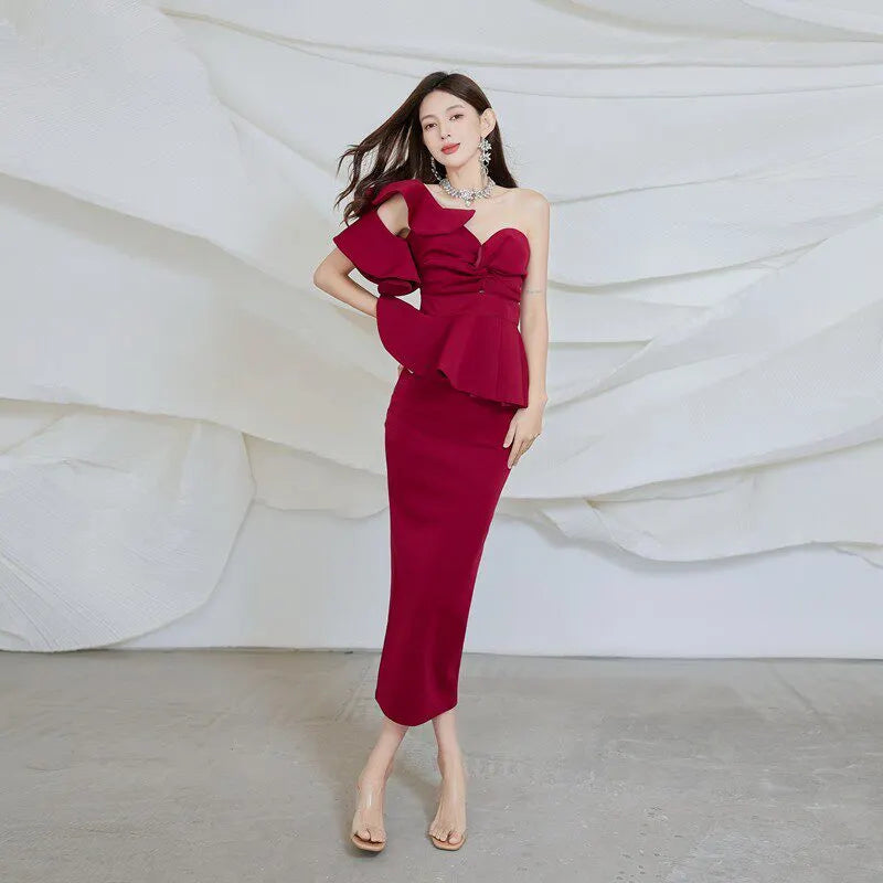 Dolores Strapless Backless Ruffle Maxi Dress Set Flowering Girl