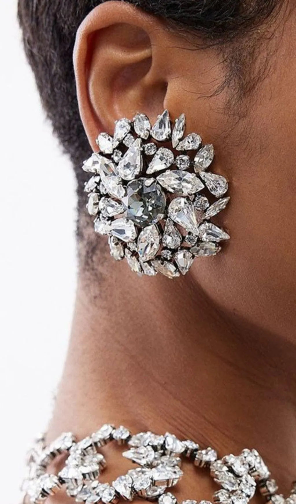 Lysander Circle Rhinestone Earrings Flowering Girl