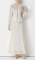 Georgia Beaded V-Neck Lace Top & Fishtail Skirt Set Flowering Girl