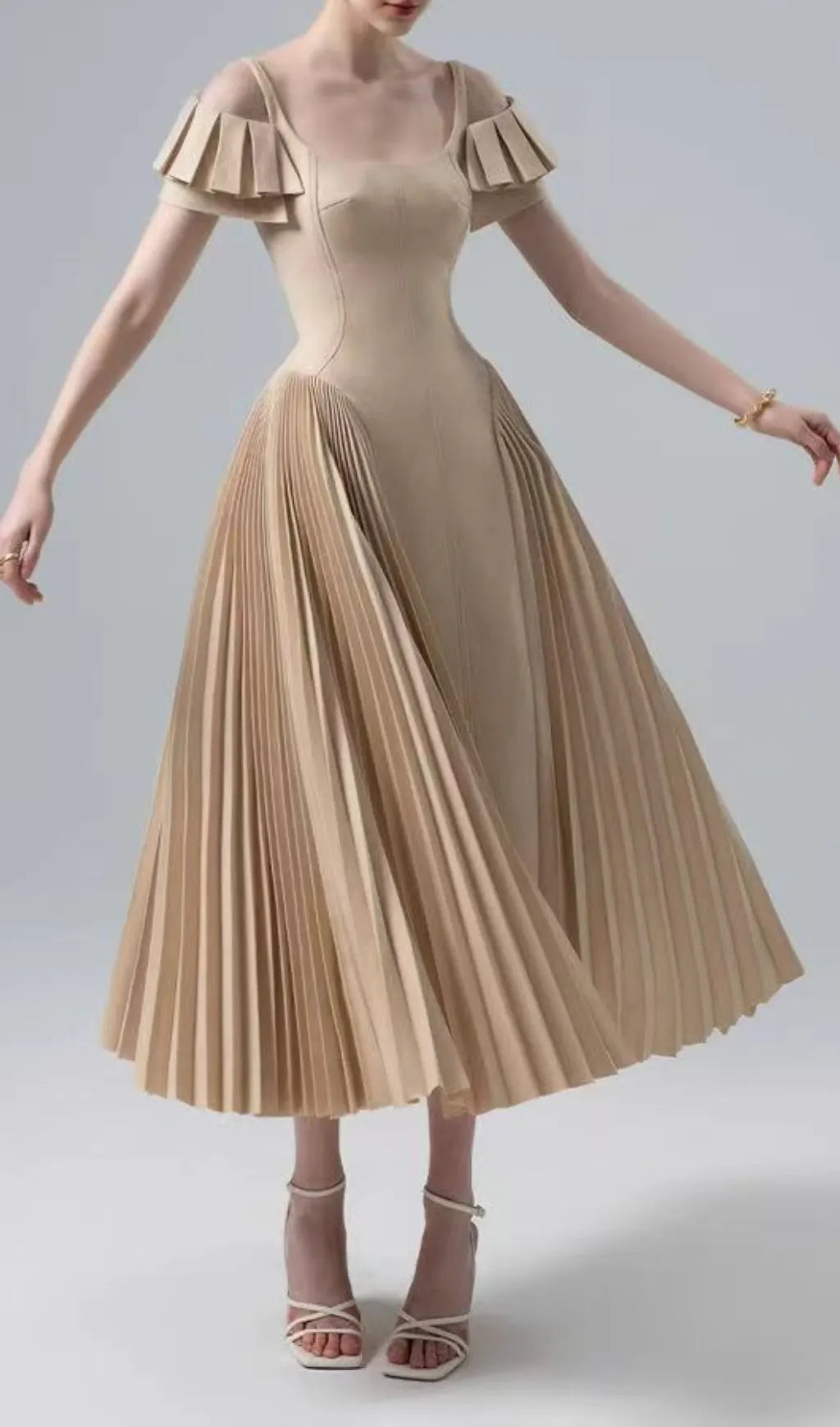 Duarte Pleated Midi Dress Flowering Girl