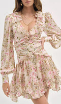 Iolanthe Floral Long Sleeve Mini Dress Flowering Girl